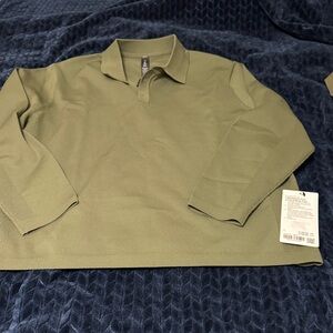 Lululemon Men's Olive Green Knit Polo Shirt